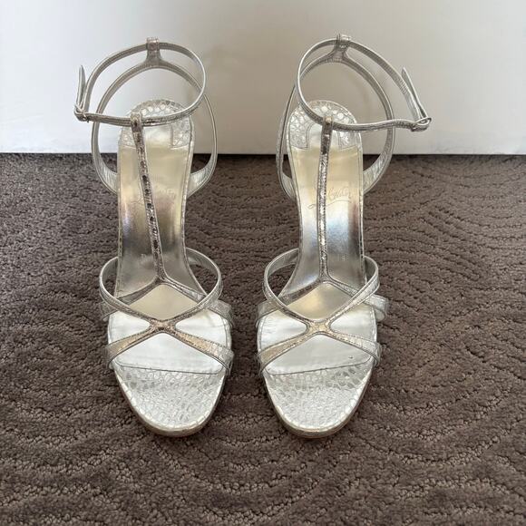 Christian Louboutin Tangueva Alta 100 Metallic Leather Sandals Silver Size EU 40 - Picture 3 of 16